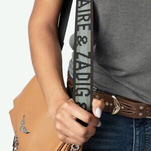 Zadig & Voltaire Logo-Print Khaki Nylon Bag Strap